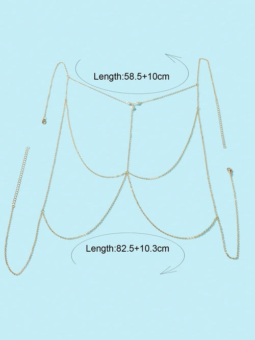 Gold Chain Pearl Accent Waist Body Chain Elegant Fashion Accessory